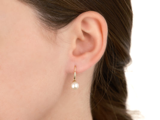 Freshwater Pearl Dangle Earrings 7.5mm