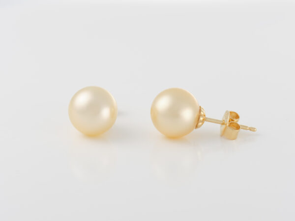 South Sea Champagne Pearl Earrings 9mm - Image 2