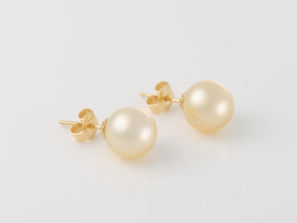 South Sea Champagne Pearl Earrings 9mm - Image 3