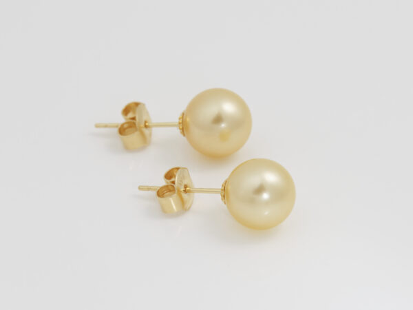 South Sea Champagne Pearl Earrings 8mm - Image 2