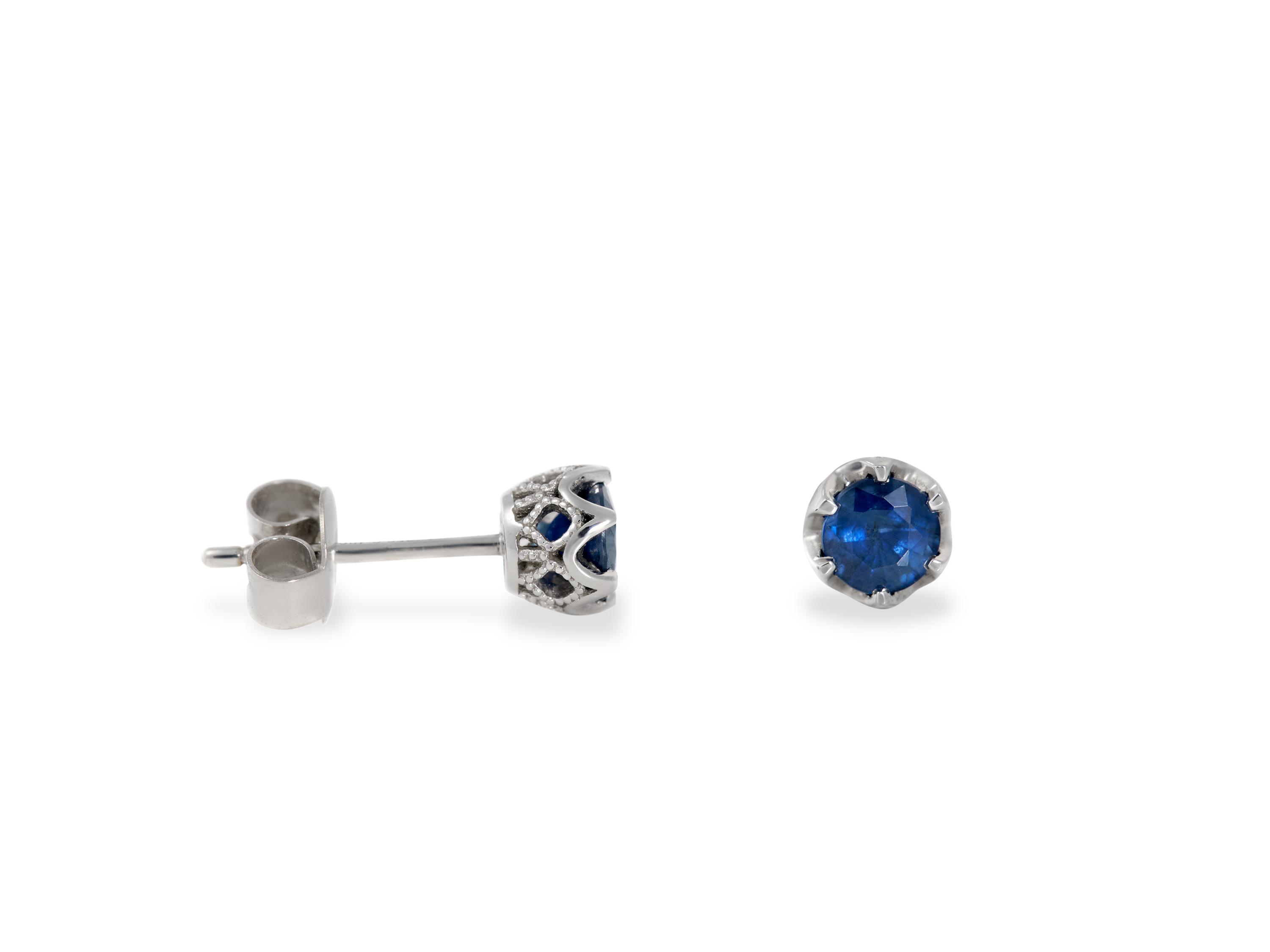 Sapphire Stud 6-Prong Earrings 0.4ct 18k