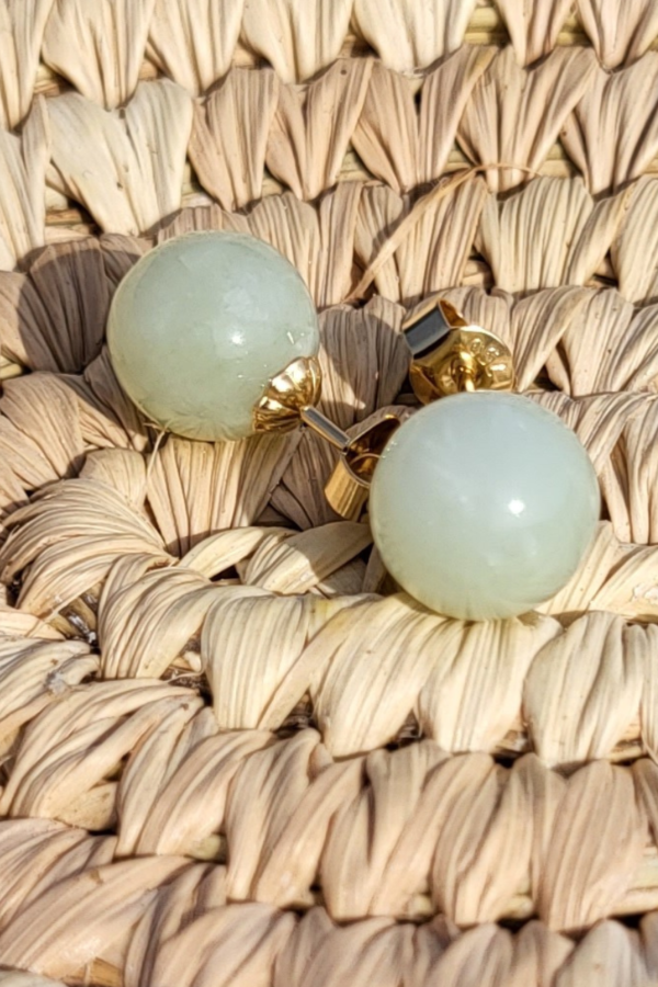 Hetian Jade Earrings 10mm