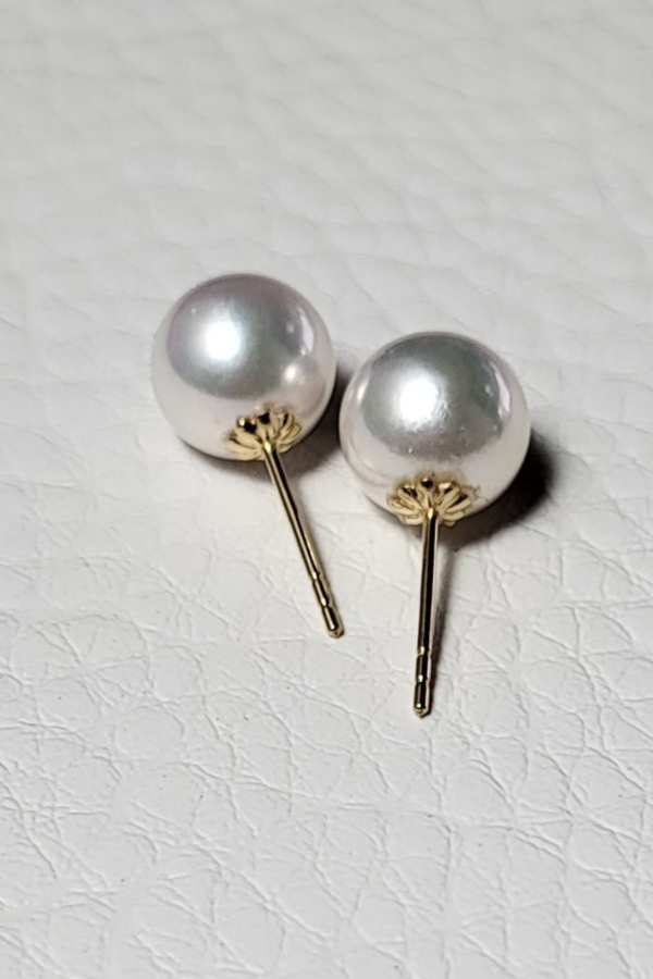 White Akoya Pearl Earrings 8mm AAA+ Rare - Image 2