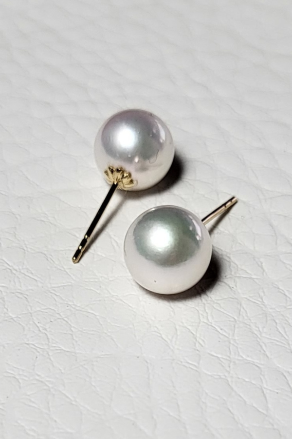 White Akoya Pearl Earrings 8mm AAA+ Rare - Image 3