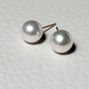 White Akoya Pearl Earrings 8mm AAA+ Rare