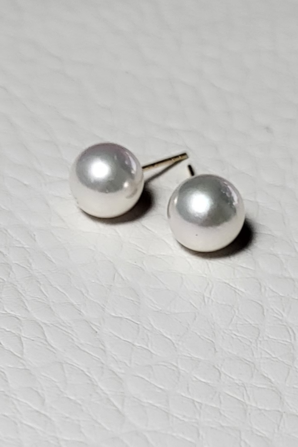 White Akoya Pearl Earrings 8mm AAA+ Rare
