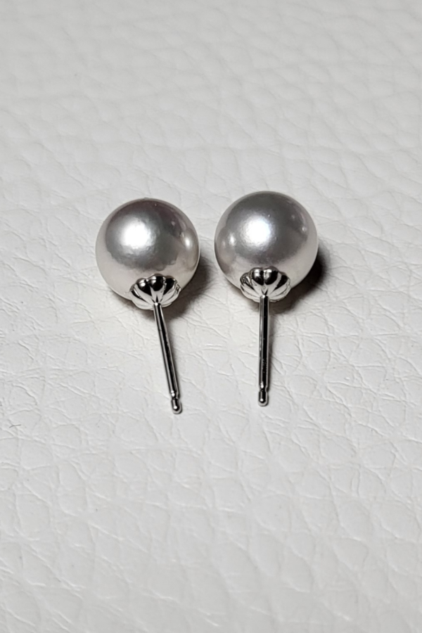 Blue Akoya Earrings 9mm AAA Rare - Image 2