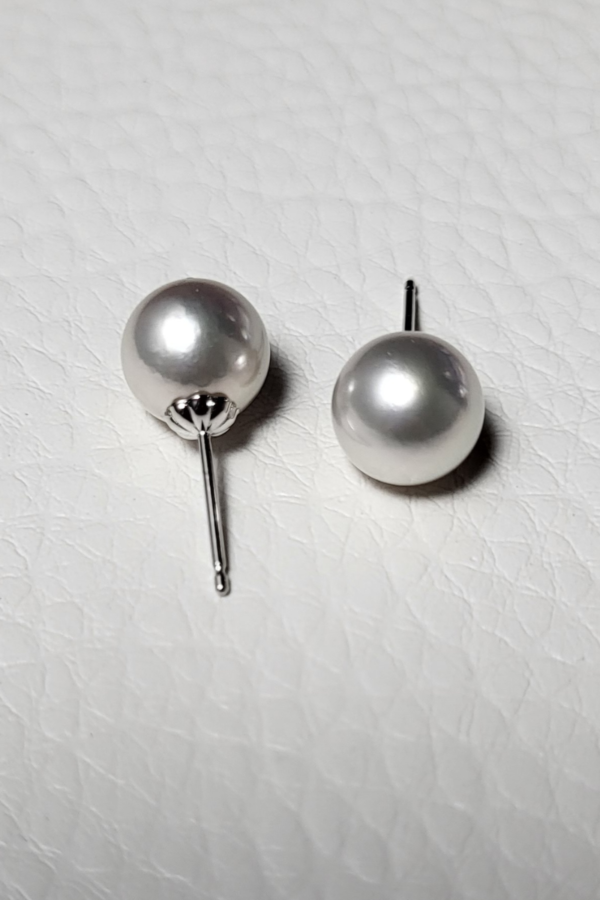 Blue Akoya Earrings 9mm AAA Rare - Image 3