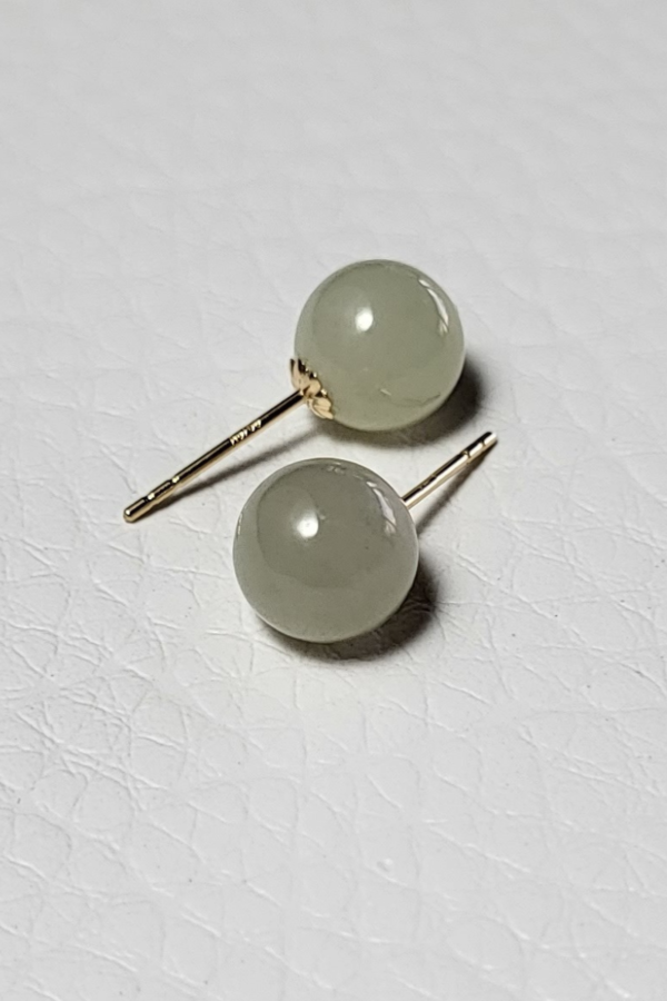 Hetian Jade Earrings 8mm