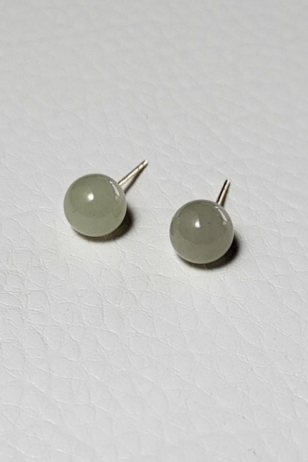 Hetian Jade Earrings 8mm - Image 5
