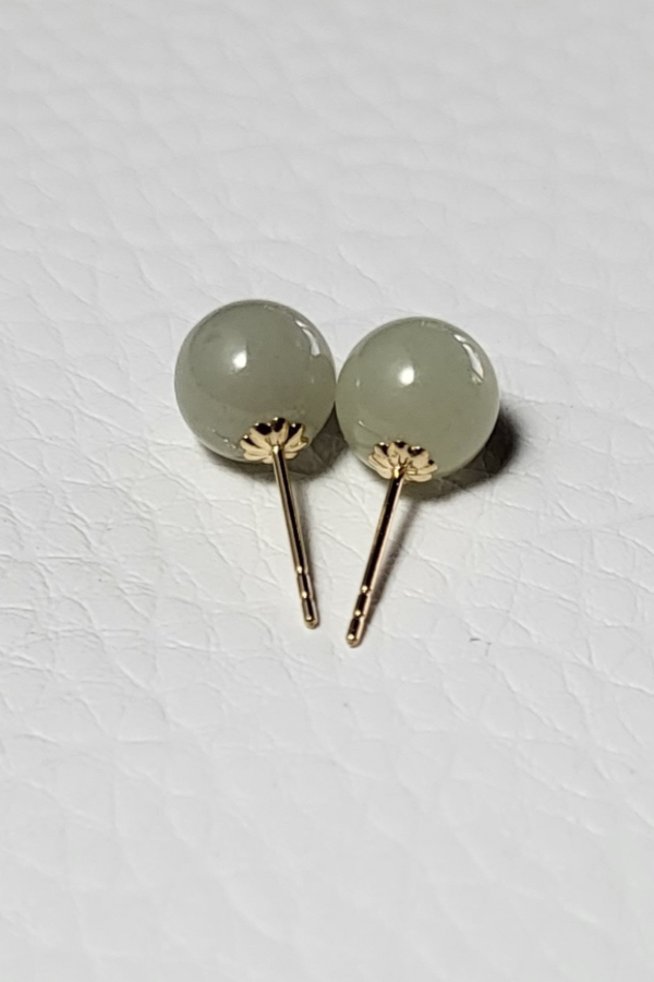 Hetian Jade Earrings 8mm - Image 3