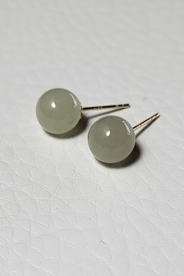 Hetian Jade Earrings 8mm - Image 2