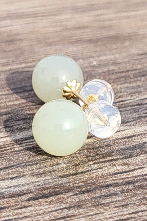 Hetian Jade Earrings 8mm - Image 4