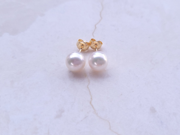 White Akoya Pearl Earrings 8mm AAA+ Rare - Image 4