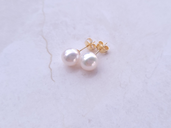 White Akoya Pearl Earrings 8mm AAA+ Rare - Image 5
