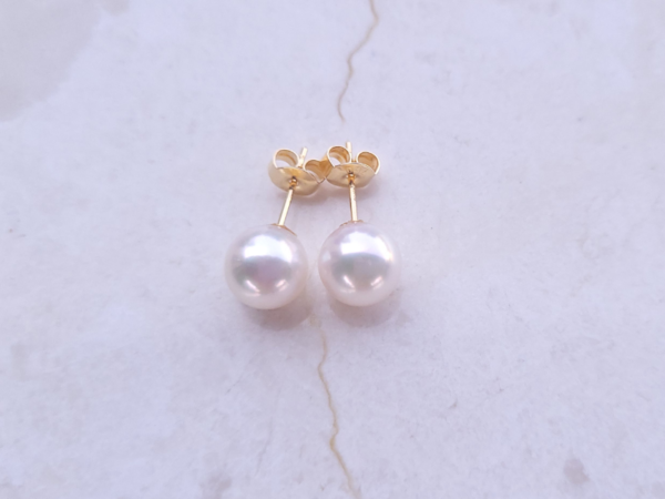 White Akoya Pearl Earrings 8mm AAA+ Rare - Image 3