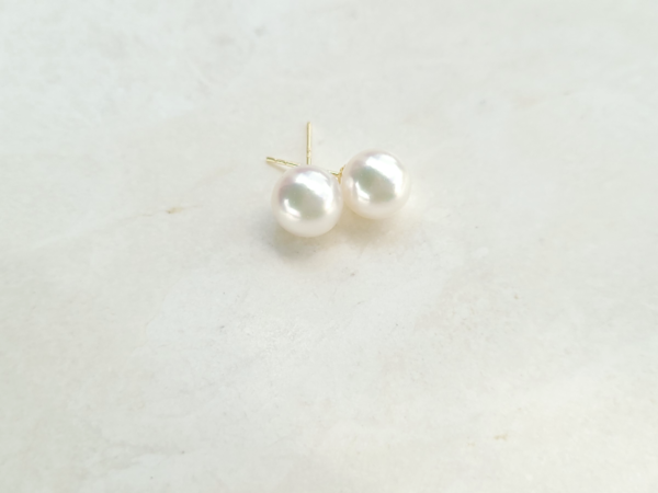 Akoya White Pearl AAA Earrings 8mm - Image 2