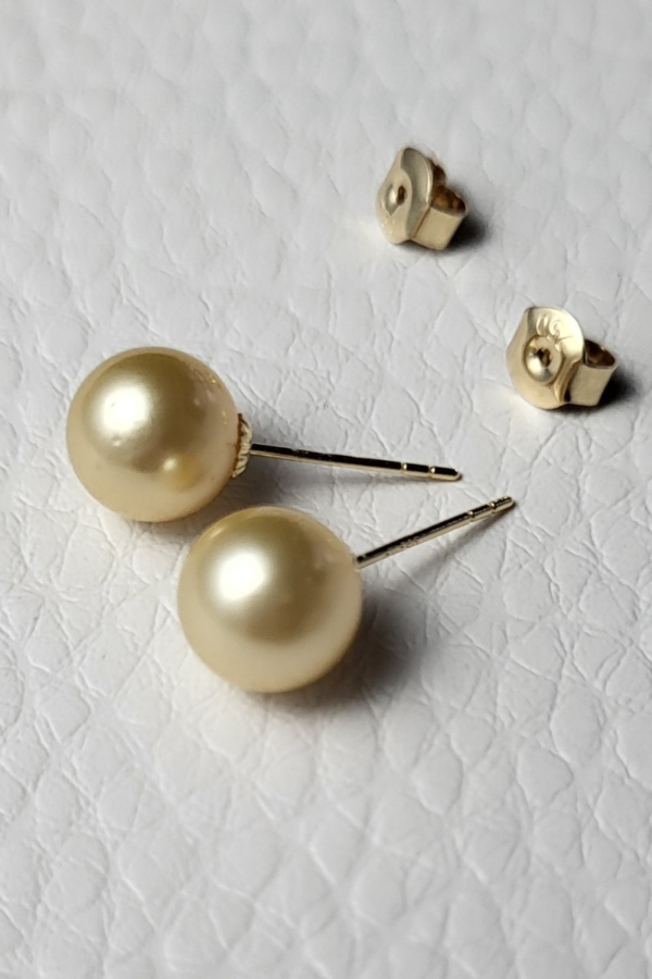 South Sea Champagne Pearl Earrings 8mm