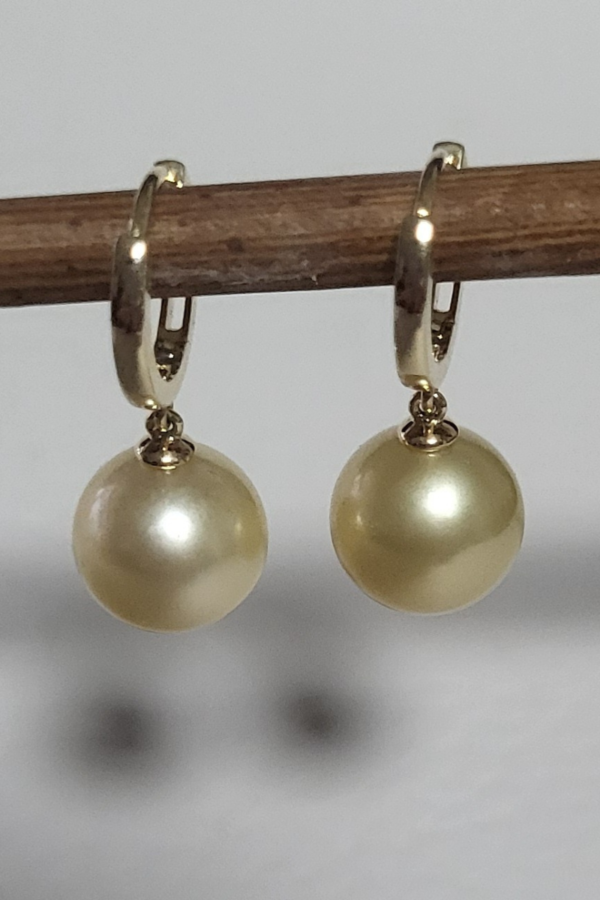 South Sea Golden Pearl Dangle Earrings
