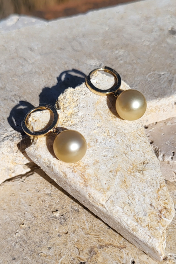 South Sea Golden Pearl Dangle Earrings - Image 3