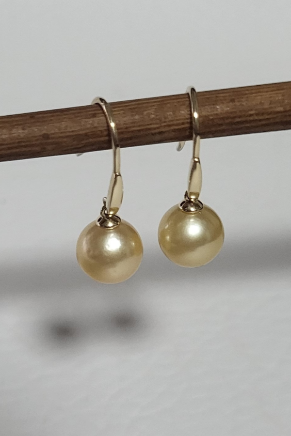 South Sea Golden Pearl Dangle Earrings