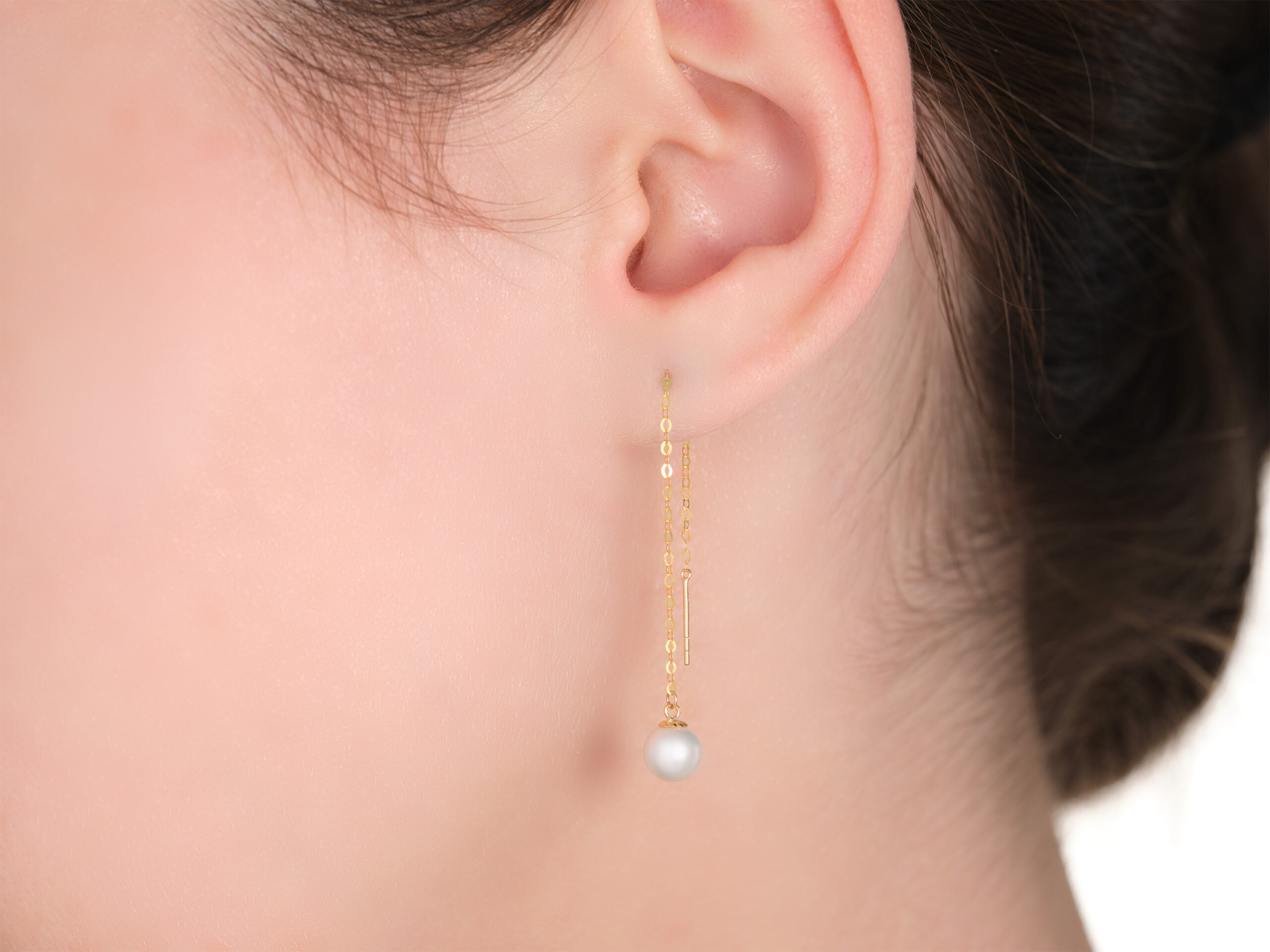 Ming Pearl Chain Earrings 6mm - Image 2
