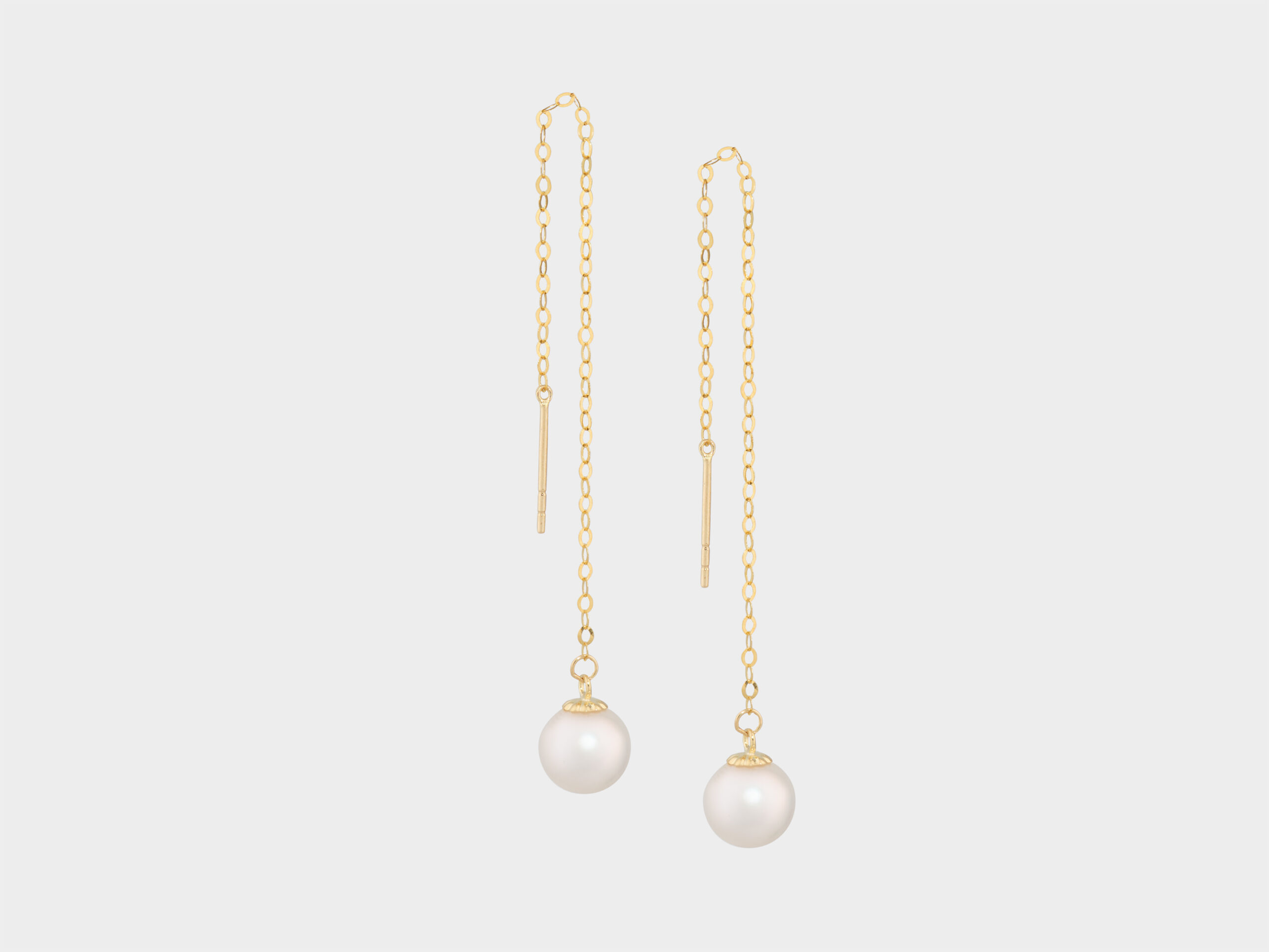 Ming Pearl Chain Earrings 6mm