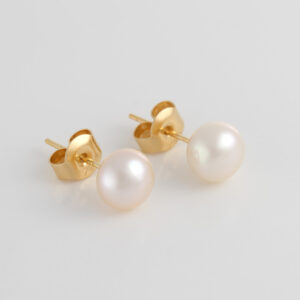 Ming Pearl Button Earrings 6.5mm