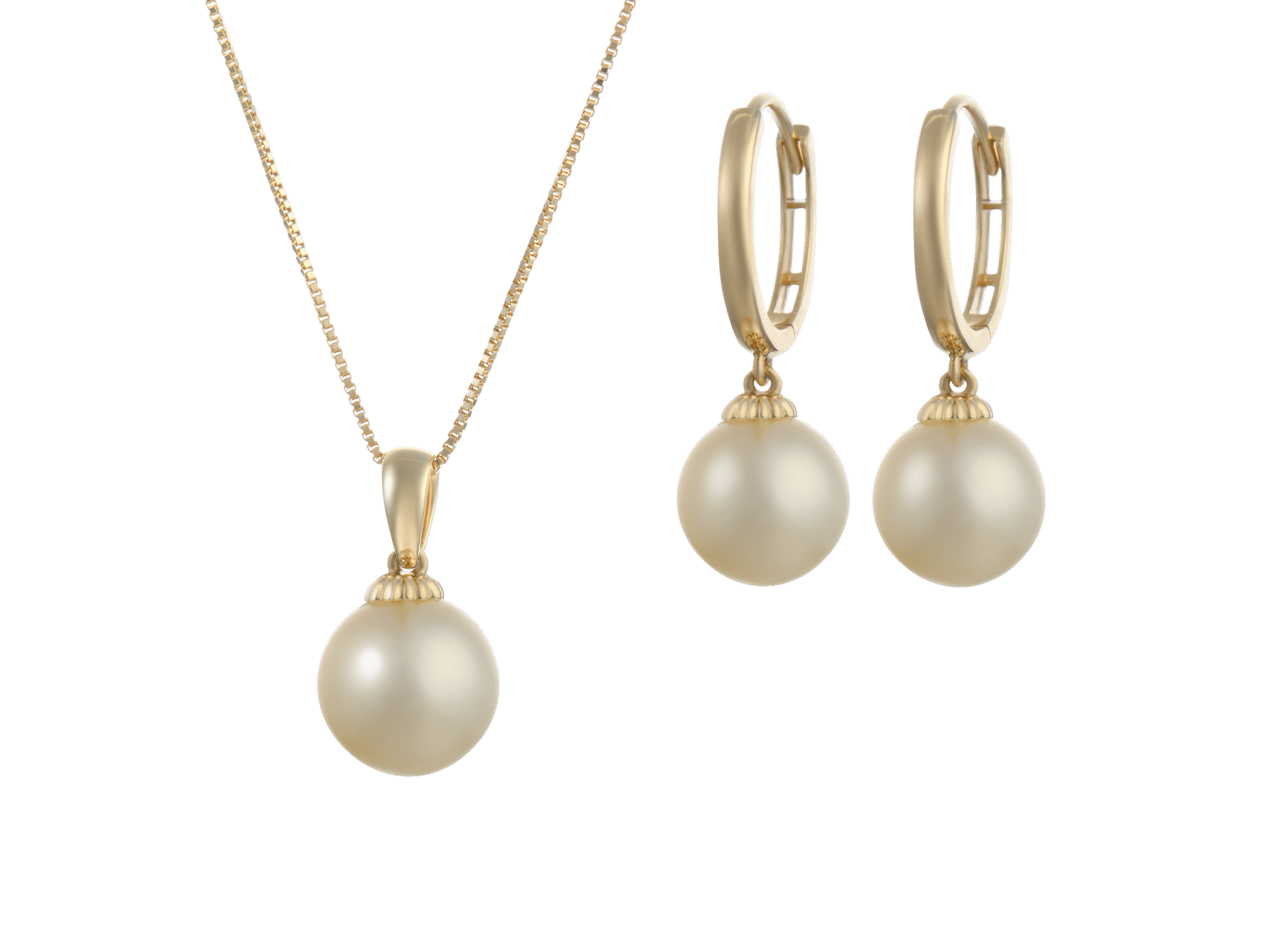 Nara White South Sea Pearl Earring & Pendant Set
